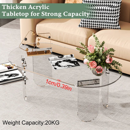 Clear Acrylic Coffee Table Shatterproof Modern Accent Table