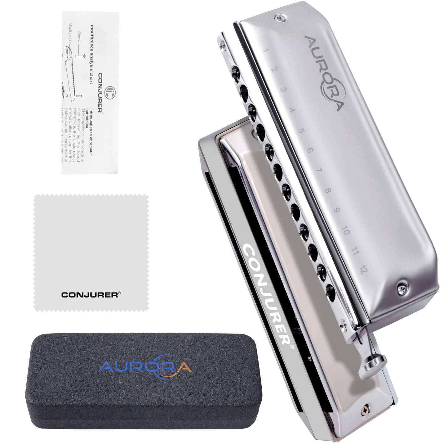 Portable 12 Hole Chromatic Harmonica Key G