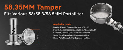 58mm Espresso Coffee Tamper Spring Loaded Stainless Steel