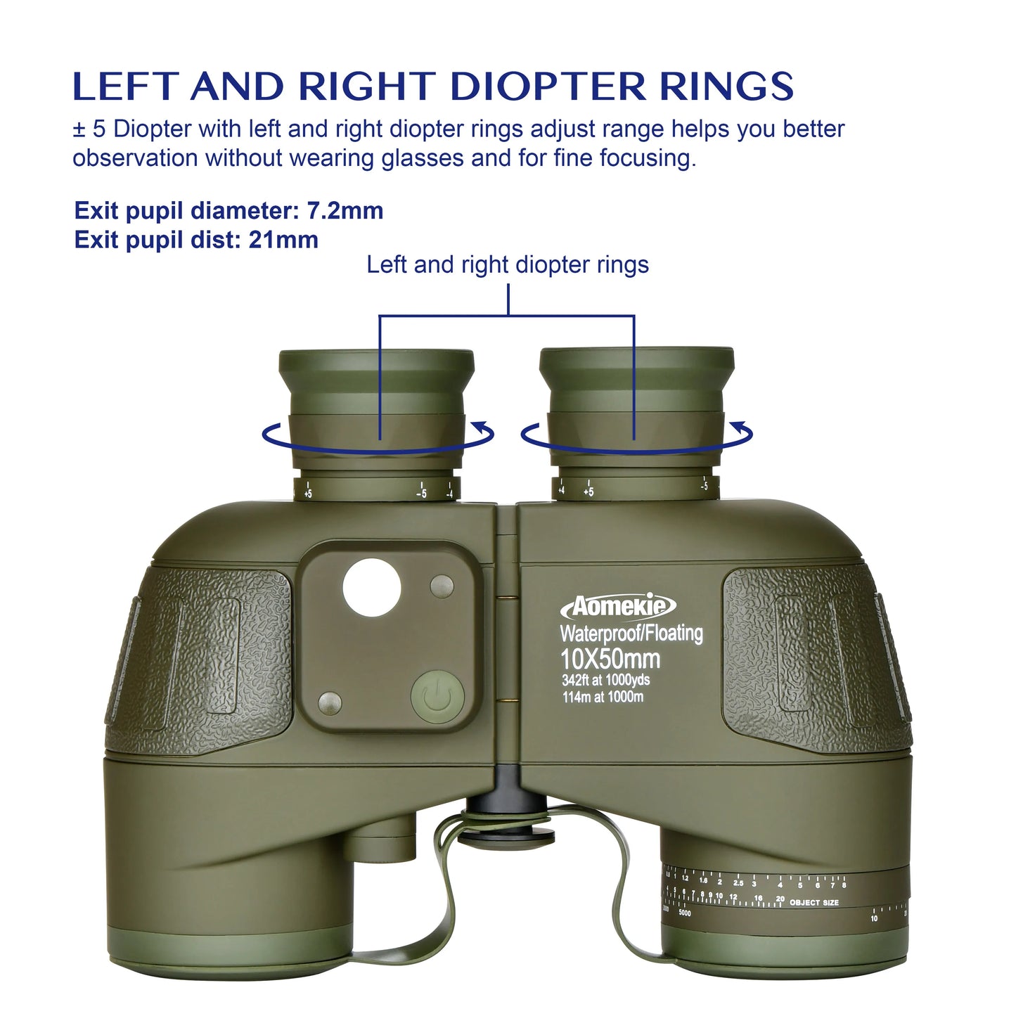 10x50 Waterproof Binoculars with Compass Rangefinder