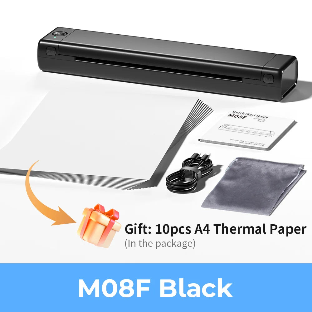 Wireless A4 Thermal Printer with Bluetooth for Travel & Office