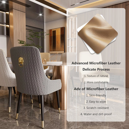2pcs Grey Microfiber Leather Chairs for Kitchen or Dining