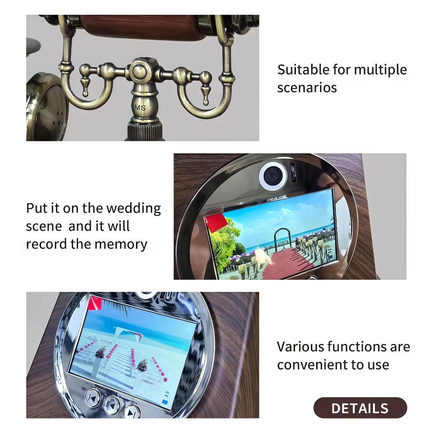 White Wedding Guestbook Phone Audio Video Recording