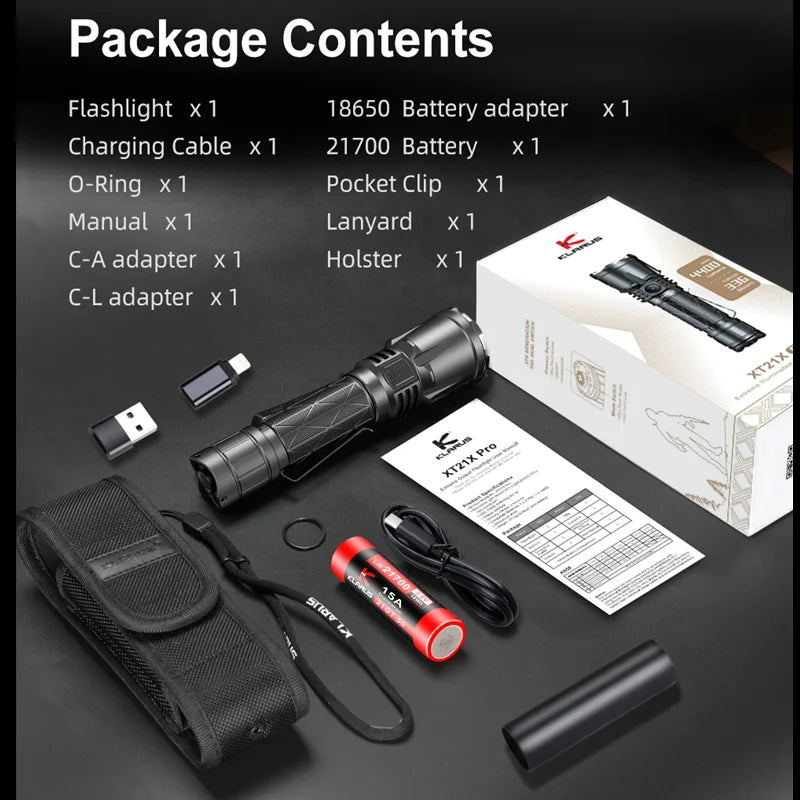 Tactical Flashlight 4400 Lumens Rechargeable with 5000mAh Battery