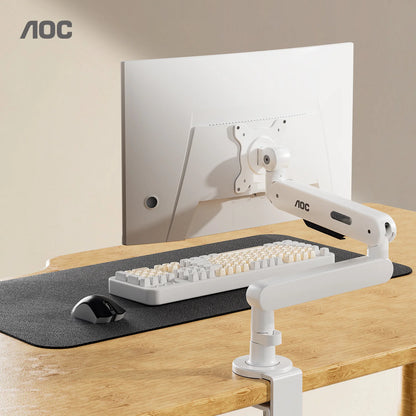 Ergonomic White Monitor Arm Adjustable Desktop Holder