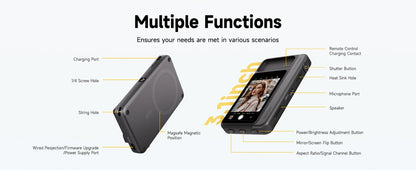 Wireless Selfie Monitor 4K/60fps with Remote for Smartphone Vlogging