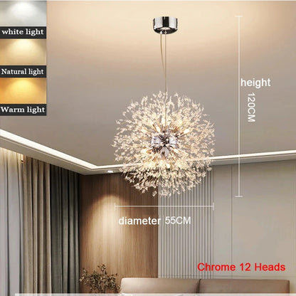 Chrome 55cm Starburst LED Pendant Light Modern Style