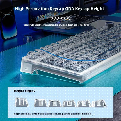 Transparent Keycap RGB Gaming Keyboard Hot Swap Wireless White