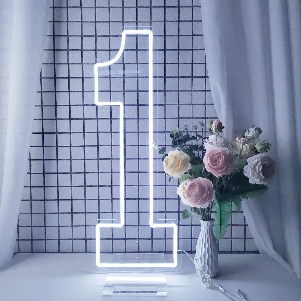 76cm 100cm LED Neon Number Light for Birthday or Wedding