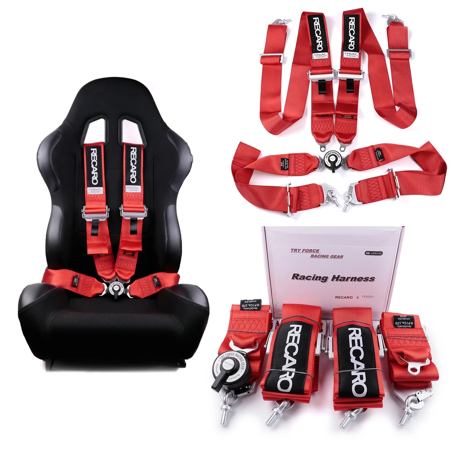 4 Point Racing Seat Belt Harness Red 3 Inch