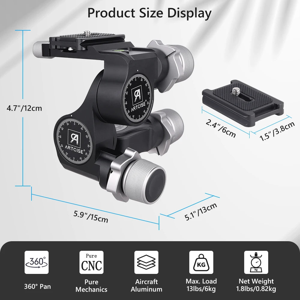 Professional Tripod Head with Arca Swiss Pan Adjustment