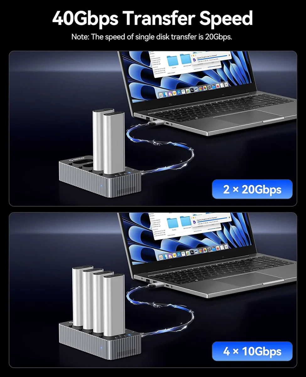 2 Bay USB4 M.2 NVMe SSD Docking Station 40Gbps