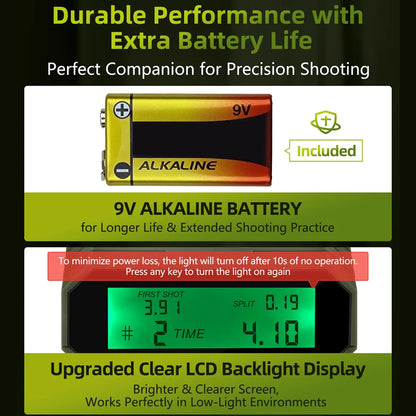 Portable Black IPSC Shooting Timer with LCD Display and Case