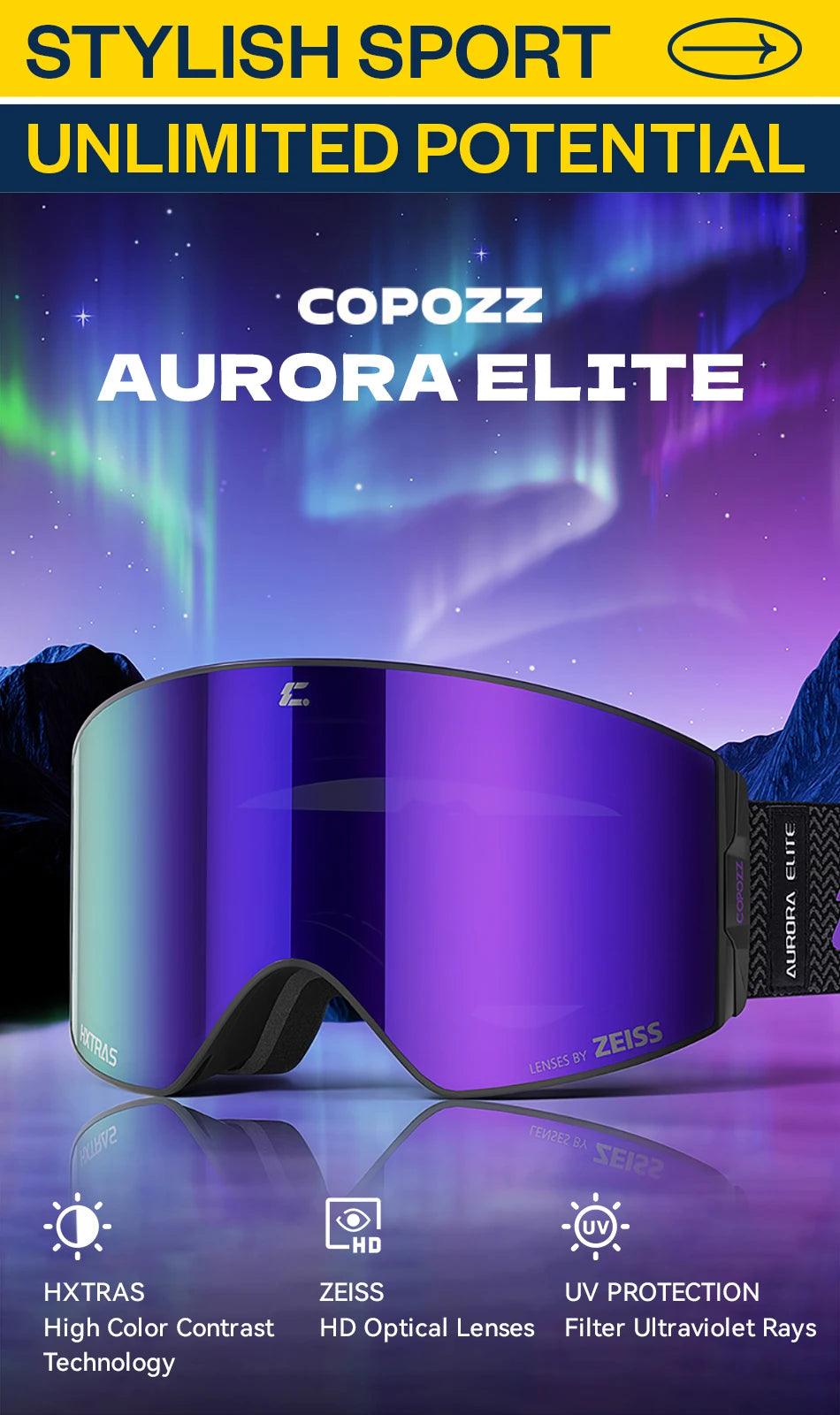 Snowboard Ski Goggles Black with Magnetic Frame