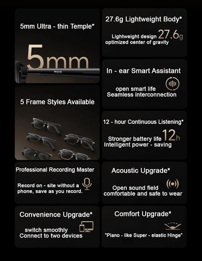 Hybrid Aviator Smart Glasses Bluetooth 5.4 Long Standby