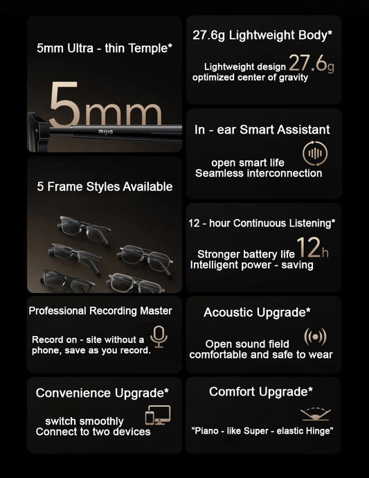 Metal Aviator Smart Glasses Detachable Quick 1h Charge