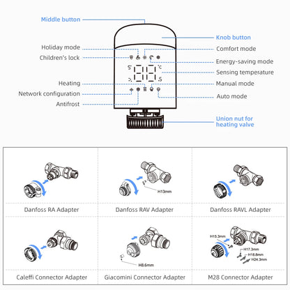 6PC WiFi TRV Radiator Valve Smart Temperature Controller