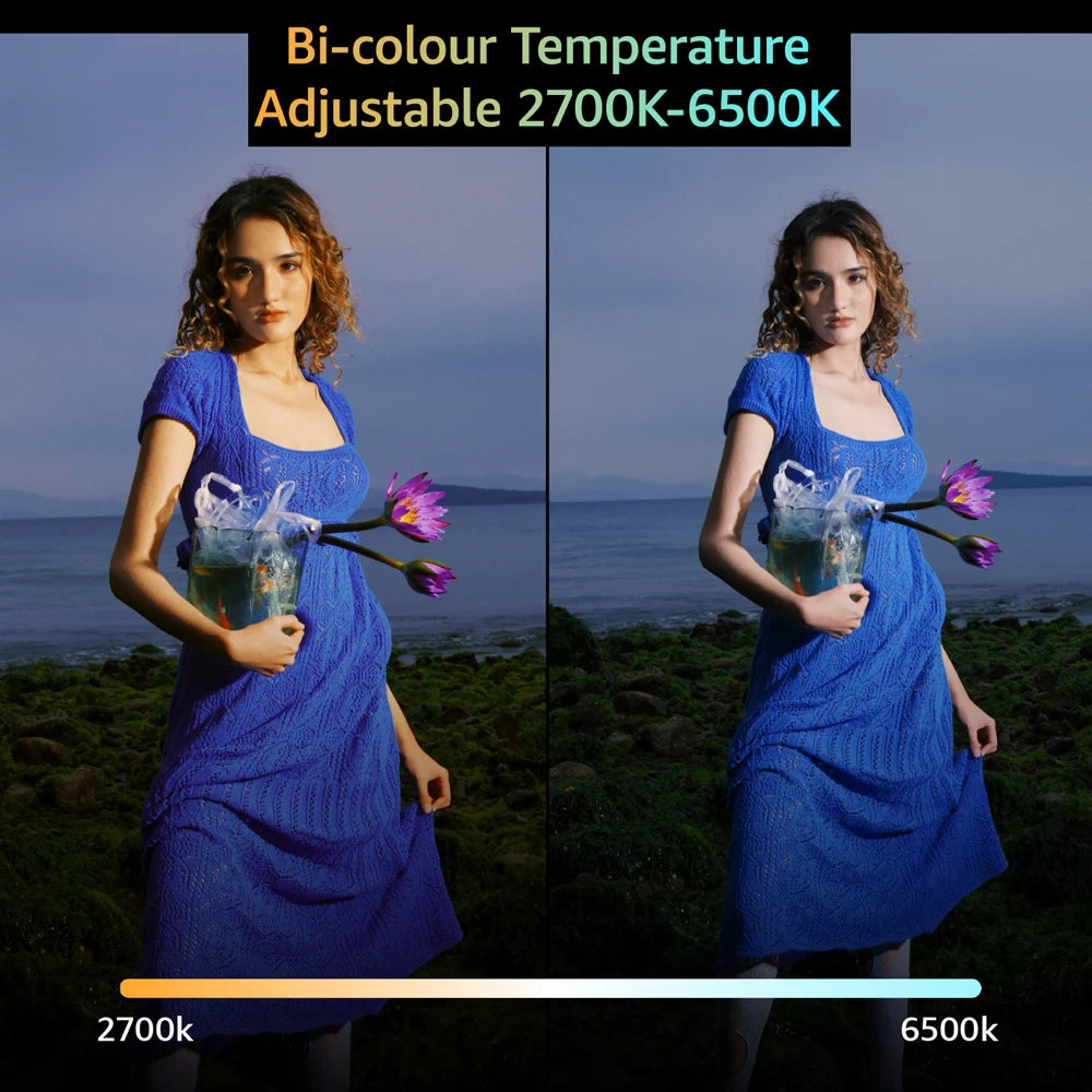 White Portable Bi Color LED Video Light with Fast Charging