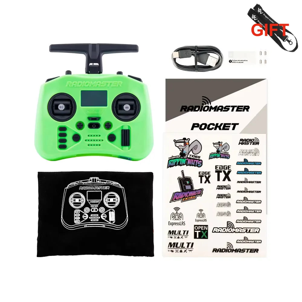 Compact 2.4GHz ELRS RC Remote with Hall Gimbals Green