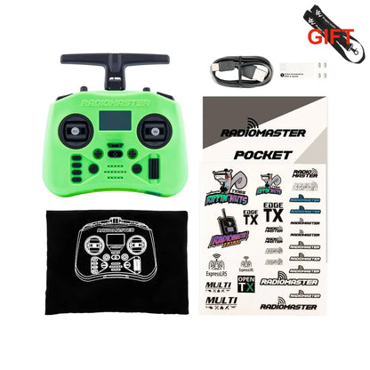 Compact 2.4GHz ELRS RC Remote with Hall Gimbals Green
