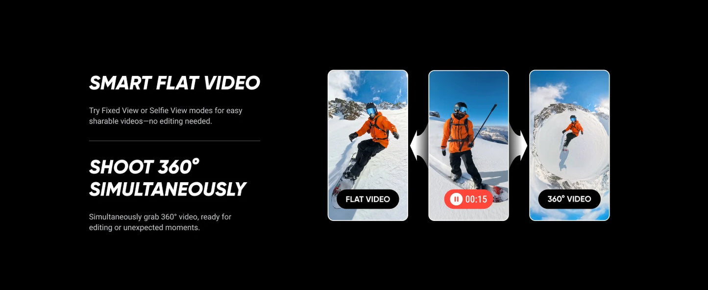 Insta360 X5 Waterproof 8K 360 Camera with Smart Stabilisation and Selfie Effect