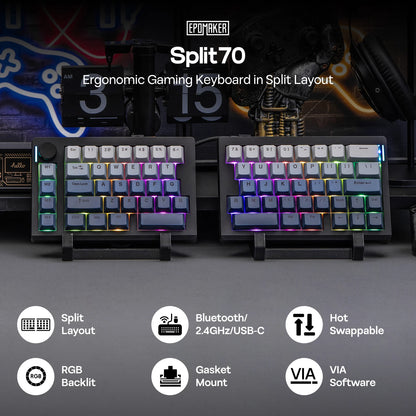 Split70 Wireless Split Mechanical Keyboard Black