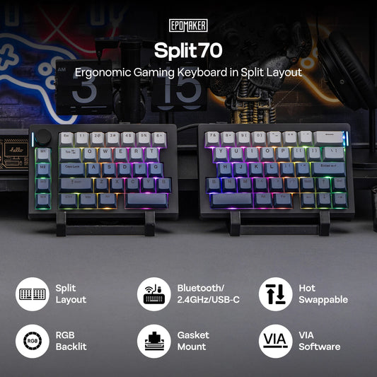 Split70 Wireless Split Mechanical Keyboard Black