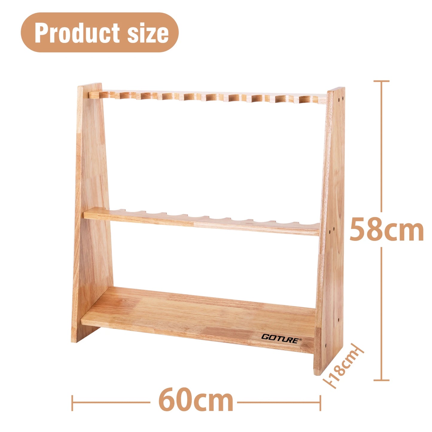 Wooden Fishing Rod Holder Stand Compact Easy Assemble