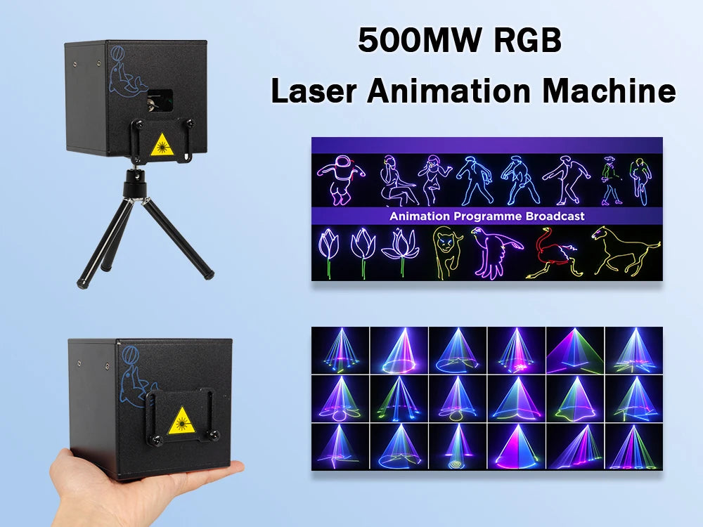 Portable RGB Laser Animation Projector 500mw Bluetooth Stage Light