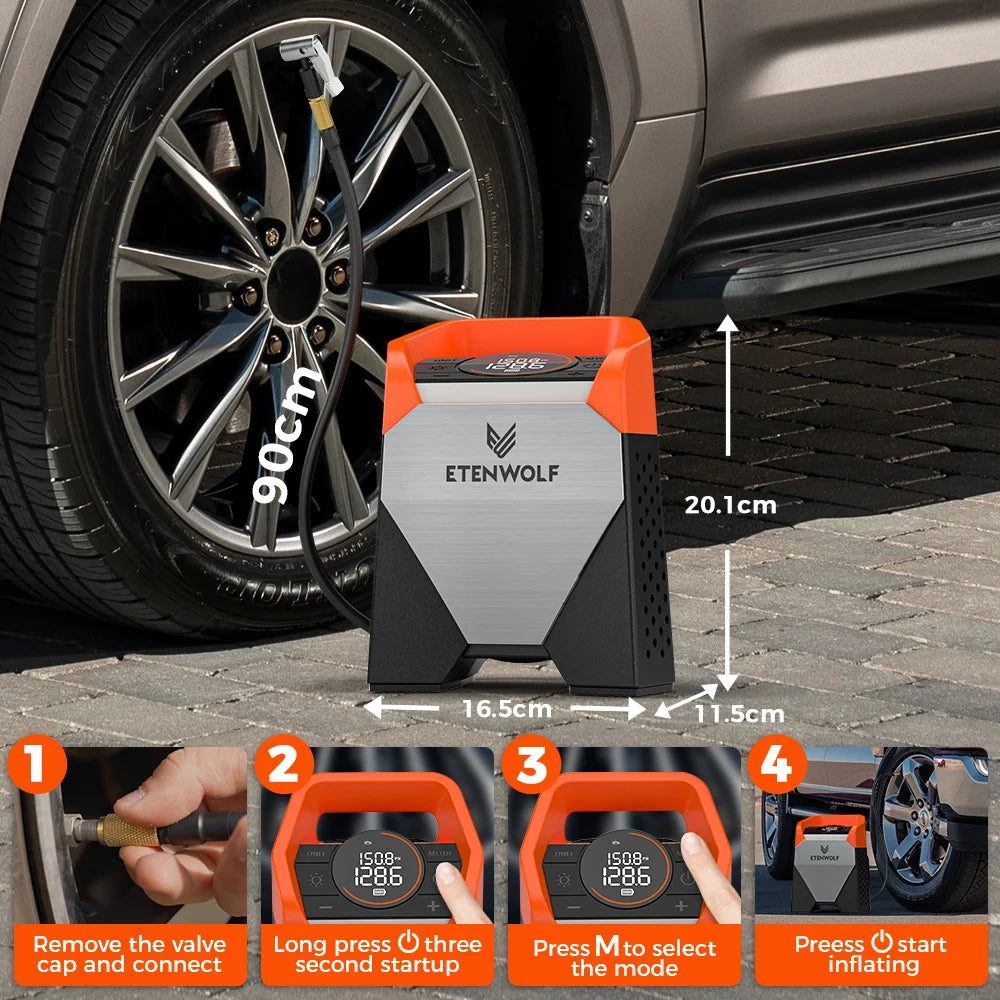 Heavy Duty 160PSI Portable Tyre Inflator 15600mAh