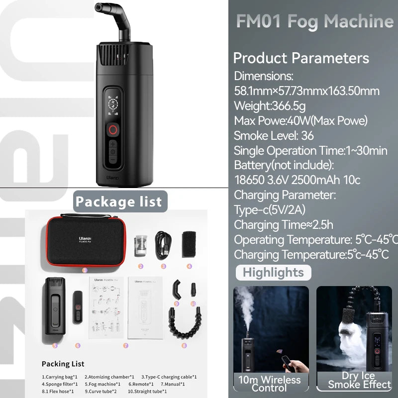 40W Portable Smoke Machine with 10m Wireless Remote Control