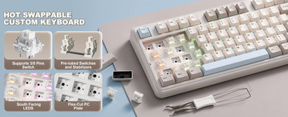 Wireless QMK VIA Mechanical Keyboard RGB Hot Swap Beige