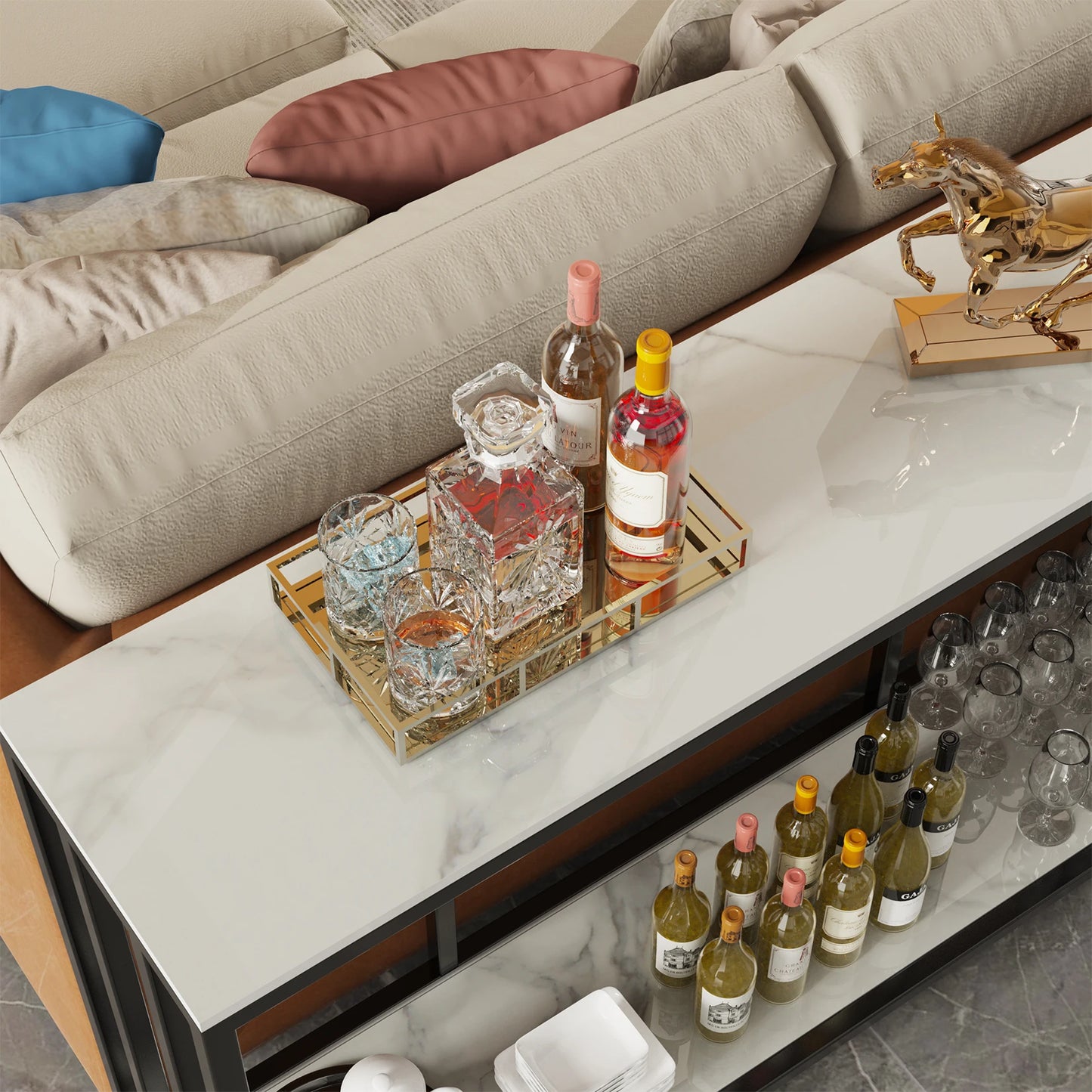 Narrow Entryway Table with Metal Base 47.2 Inch