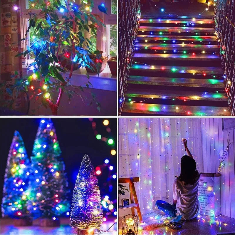 Waterproof RGB LED Pebble Pixel String Lights Black Wire
