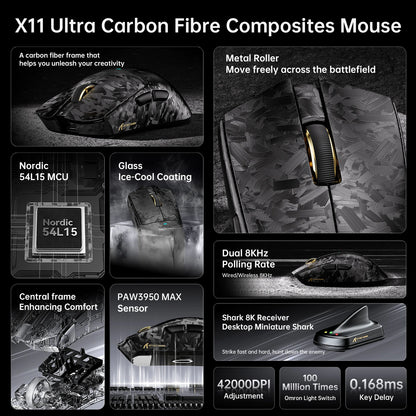 Ultra-Light Wireless Gaming Mouse 42K DPI 8K Polling
