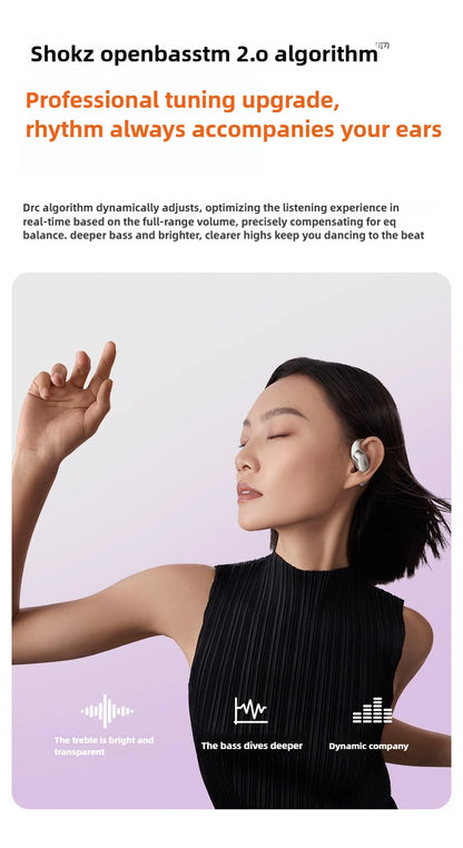 Black Smart Bluetooth Open-Ear Earbuds with AI Noise Reduction