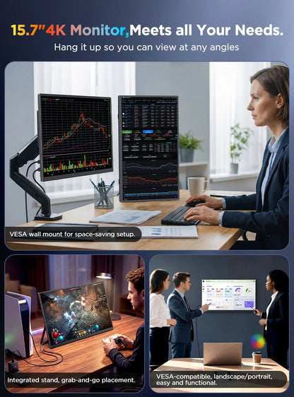 15.7 Inch 4K UHD Portable Monitor 10-Point Touchscreen