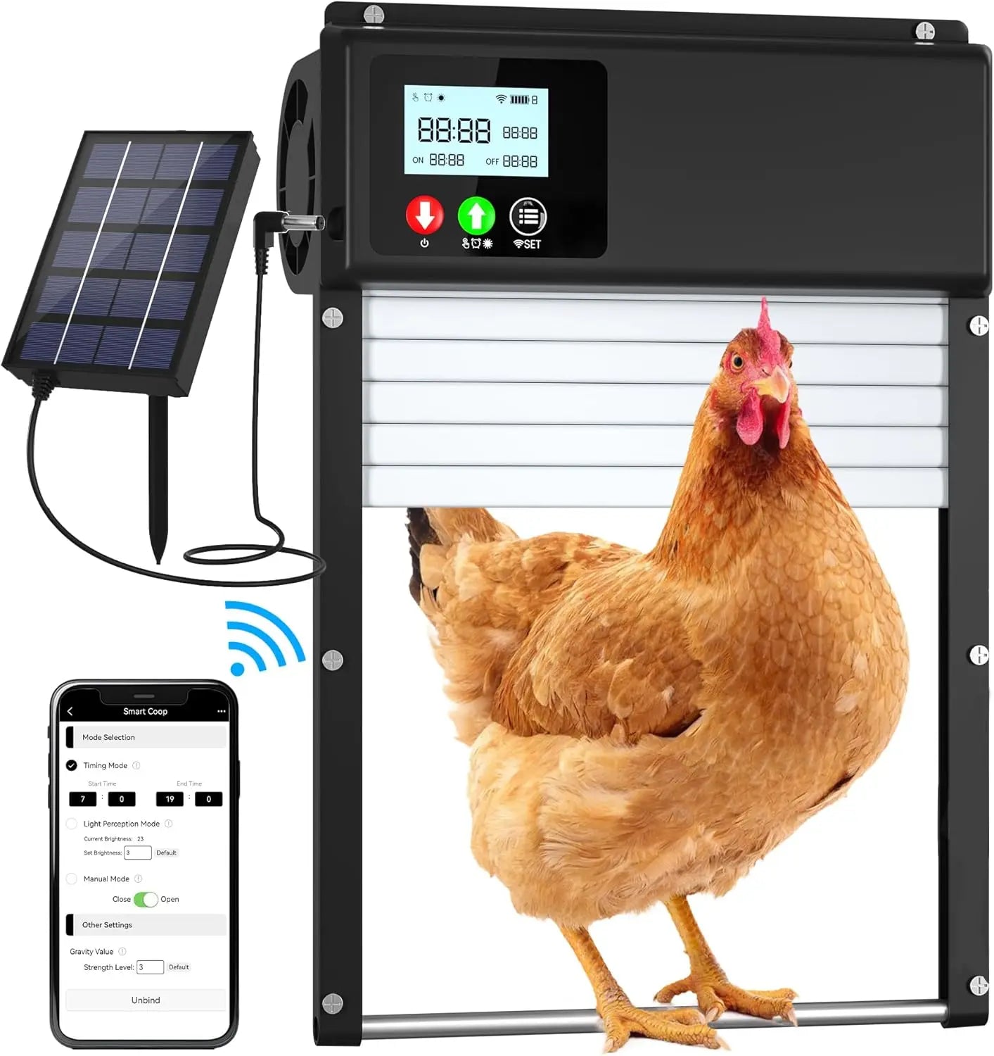 Smart Solar Chicken Coop Door WiFi App Control Automatic Opener