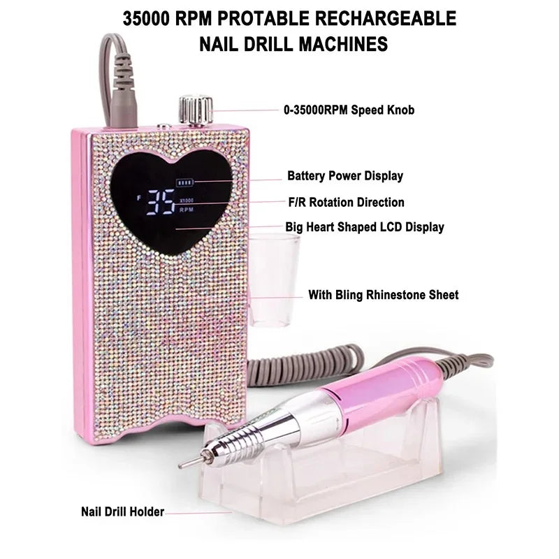 Rechargeable Nail Drill with LED UV Nail Lamp Set
