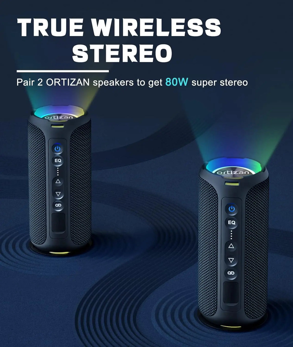 40W Portable Bluetooth Speaker 30Hrs IP7 Waterproof 2 Pack