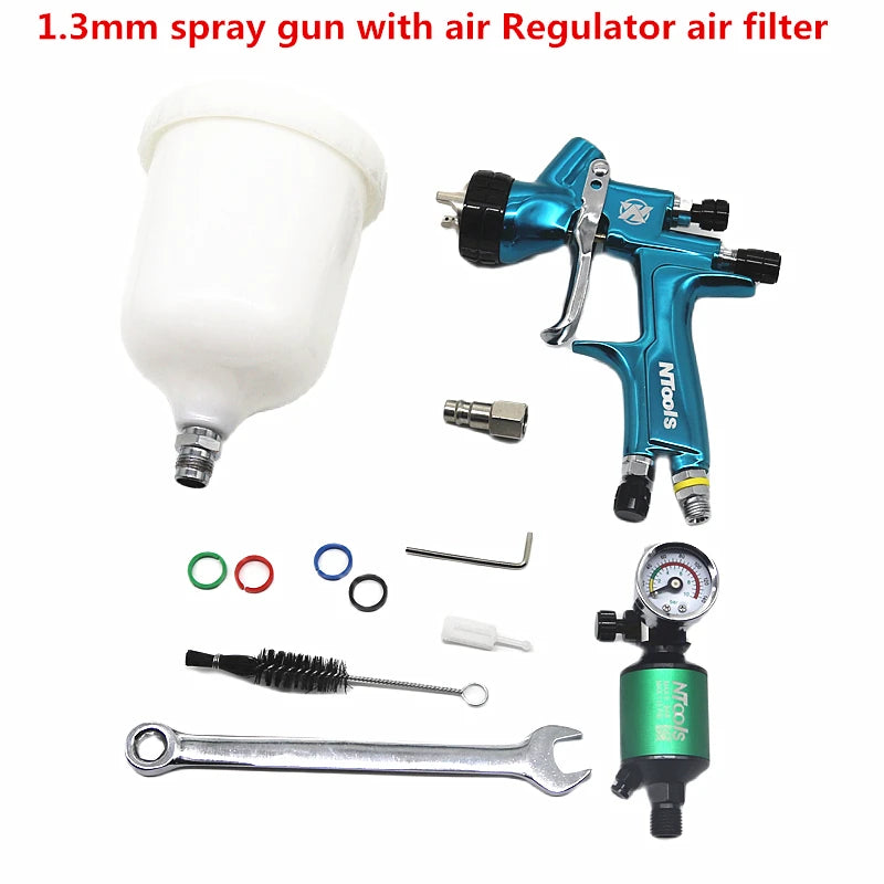 Blue Green 1.3mm LVLP Spray Gun with Regulator