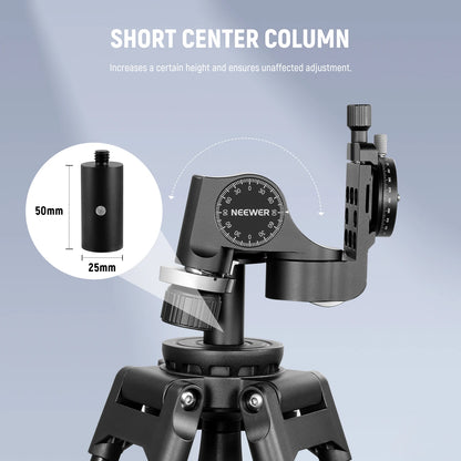 3-Way Geared Tripod Head with 360° Panoramic Control