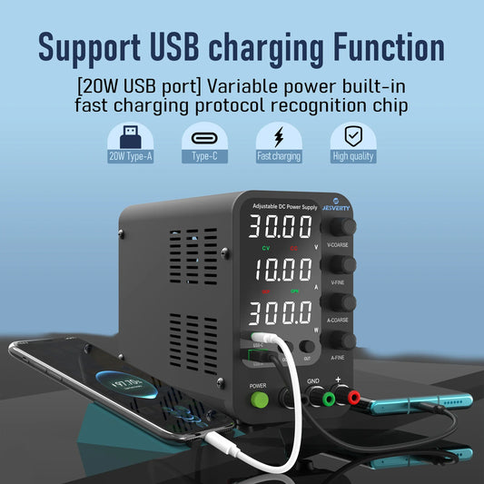 Portable 30V 10A Lab Power Supply Voltage Current Control