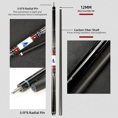Professional 12mm 3-Cushion Carom Cue Stick