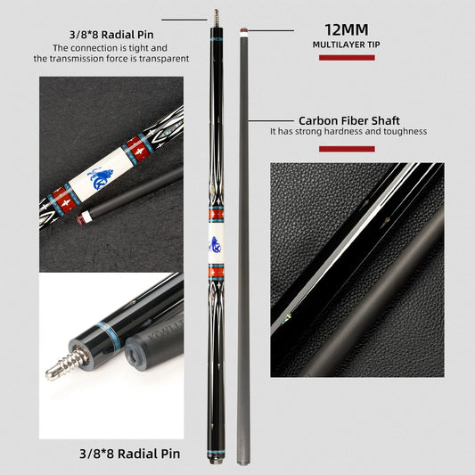 Professional 12mm 3-Cushion Carom Cue Stick