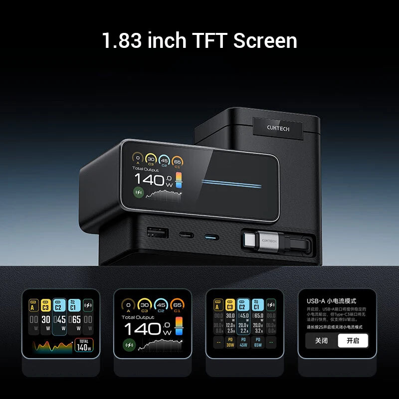 140W GaN USB-C Charging Station Wireless Display