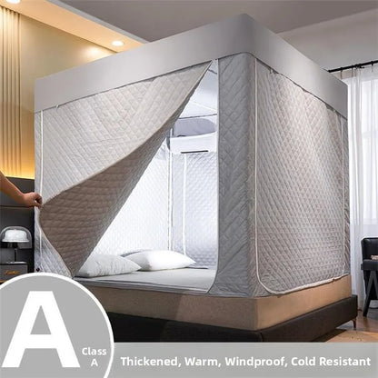 Foldable Warm Bed Tent 90x190 Grey Quilted Frame