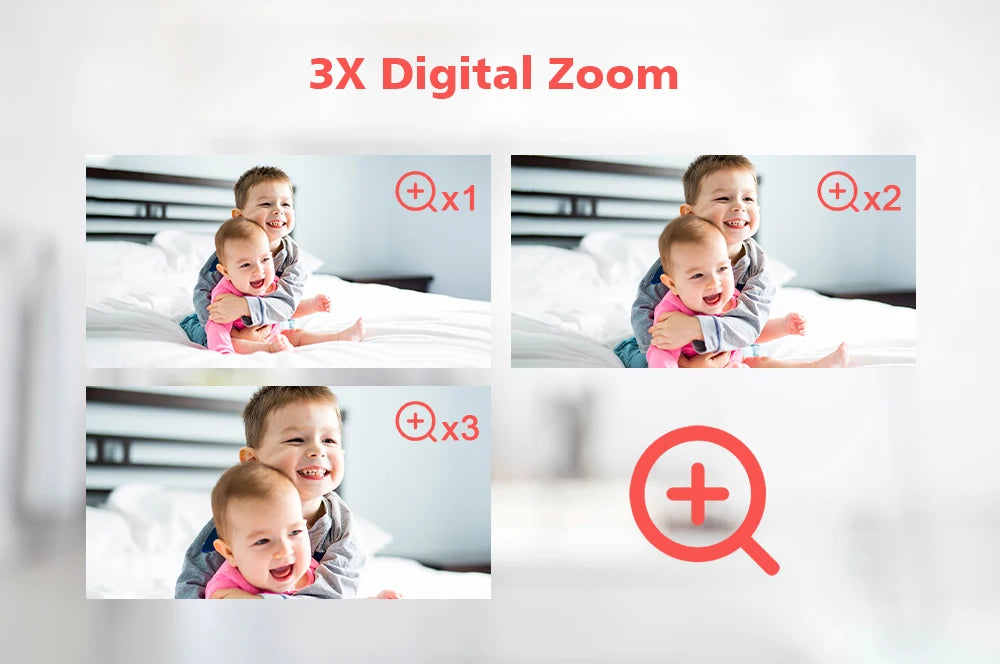 5 Inch Baby Monitor Camera 2-Way Audio 3X Zoom