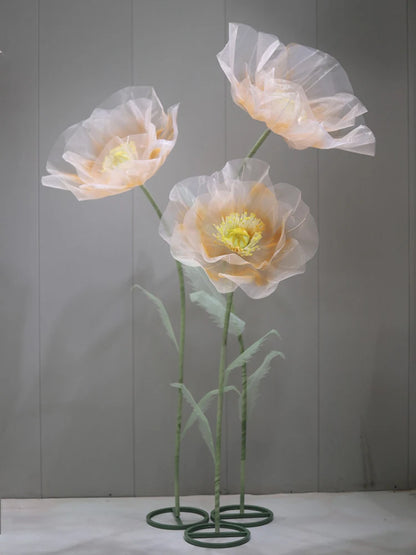 Artificial Poppy Flower Stem Wedding Home Decoration orange