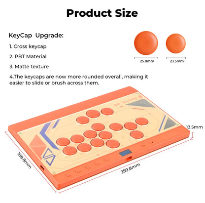 Orange Magnetic Leverless Arcade Controller for PC PS4 PS5